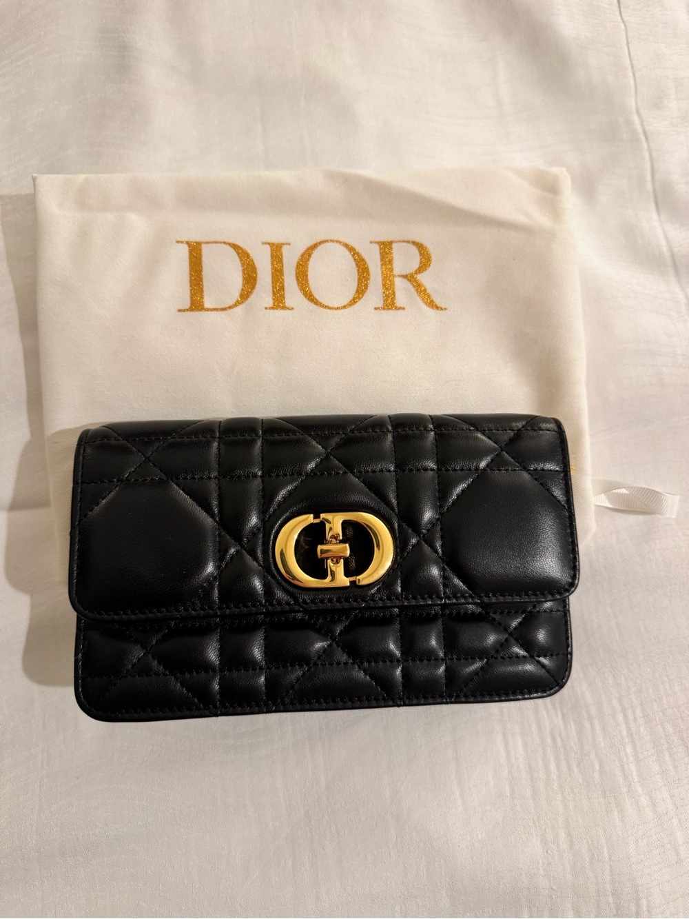 Dior Black Quilted Leather Clutch with Gold-Tone Hardware